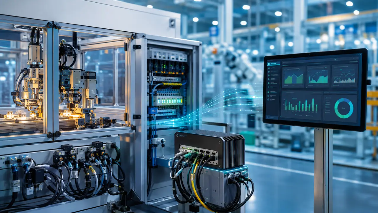 Industrial automation machine connected to a web analytics dashboard