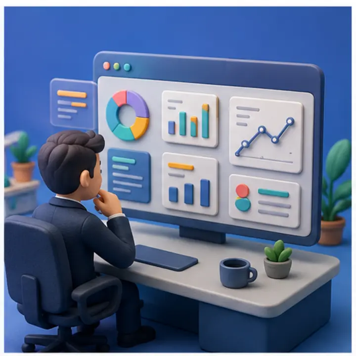 Miniature business dashboard project scene