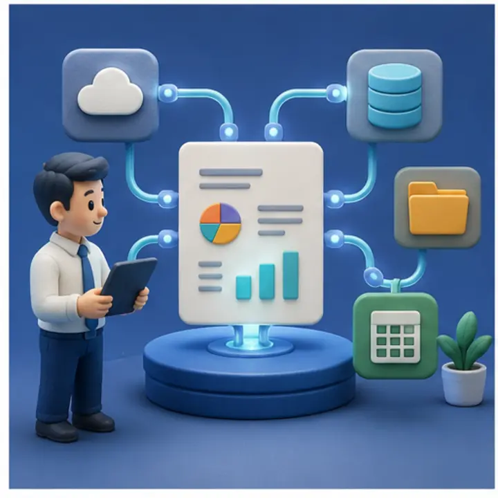 Miniature scene illustrating Reporting & Integration